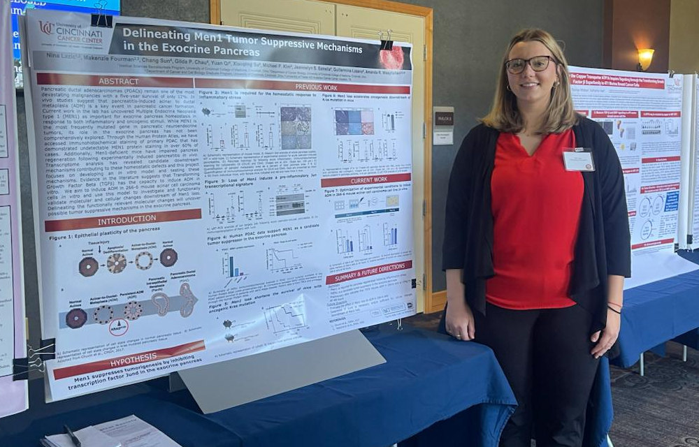 Nina 3rd Place Winner Nina standing next to poster