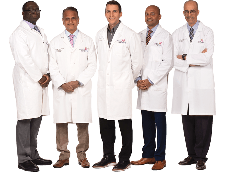 Photo of UC Doctors left to right Olowokure, Kharofa, Ahmad, Sohal, Smith