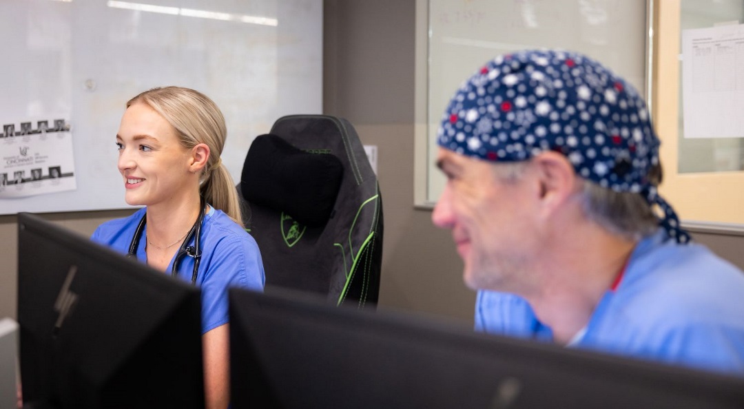 Attending physician collaborating with fellow