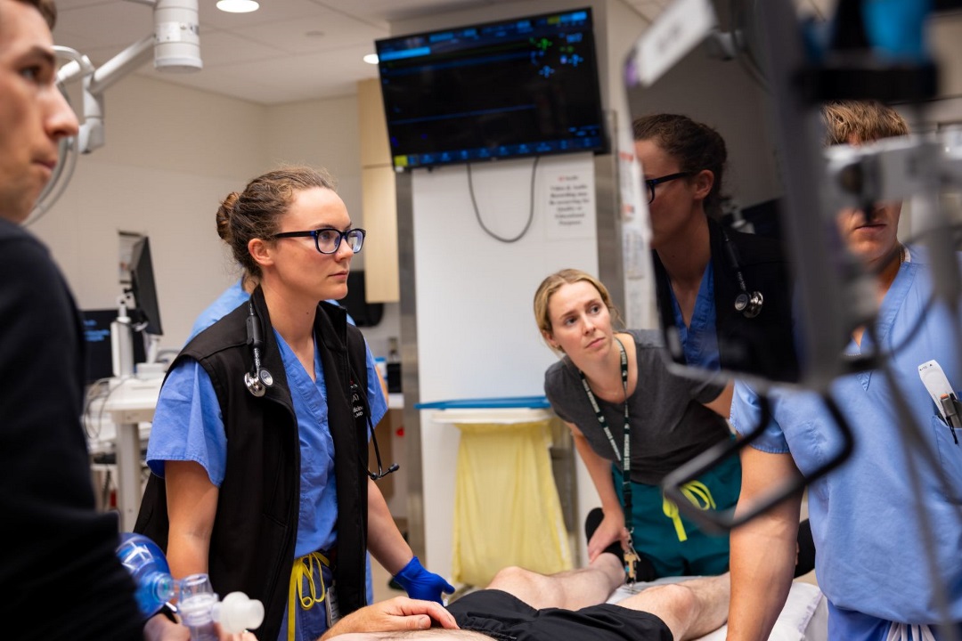 Emergency team working on a patient