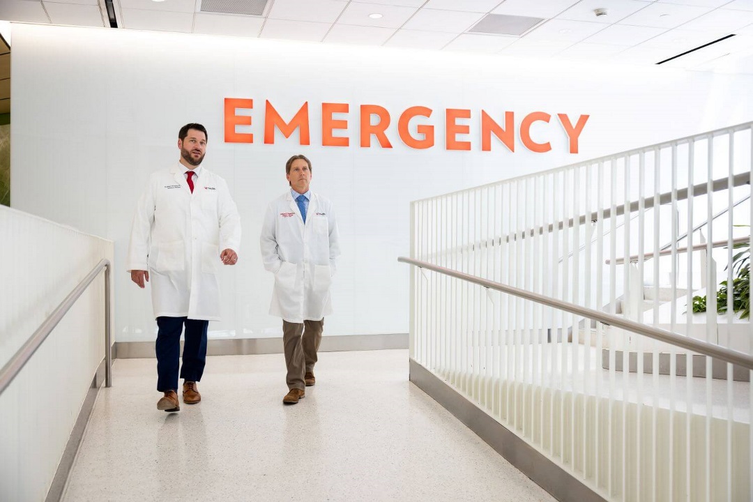 Two attending physicians walking together
