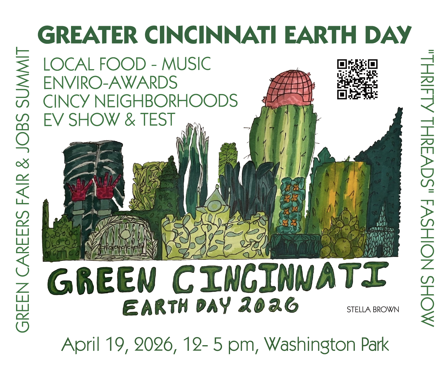drawing of cacti with details about green cincinnati earth day 2026