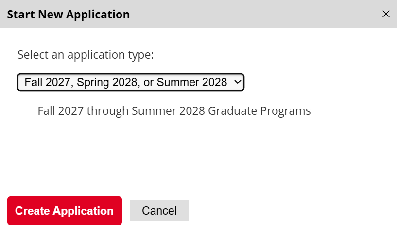 Image of Fall 2027, Spring 2028, or Summer 2028 application to select