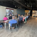 group of people learning during the food as medicine series at the create culinary studio at the cincinnati museum center