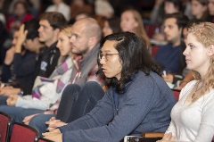 Students listening to speaker