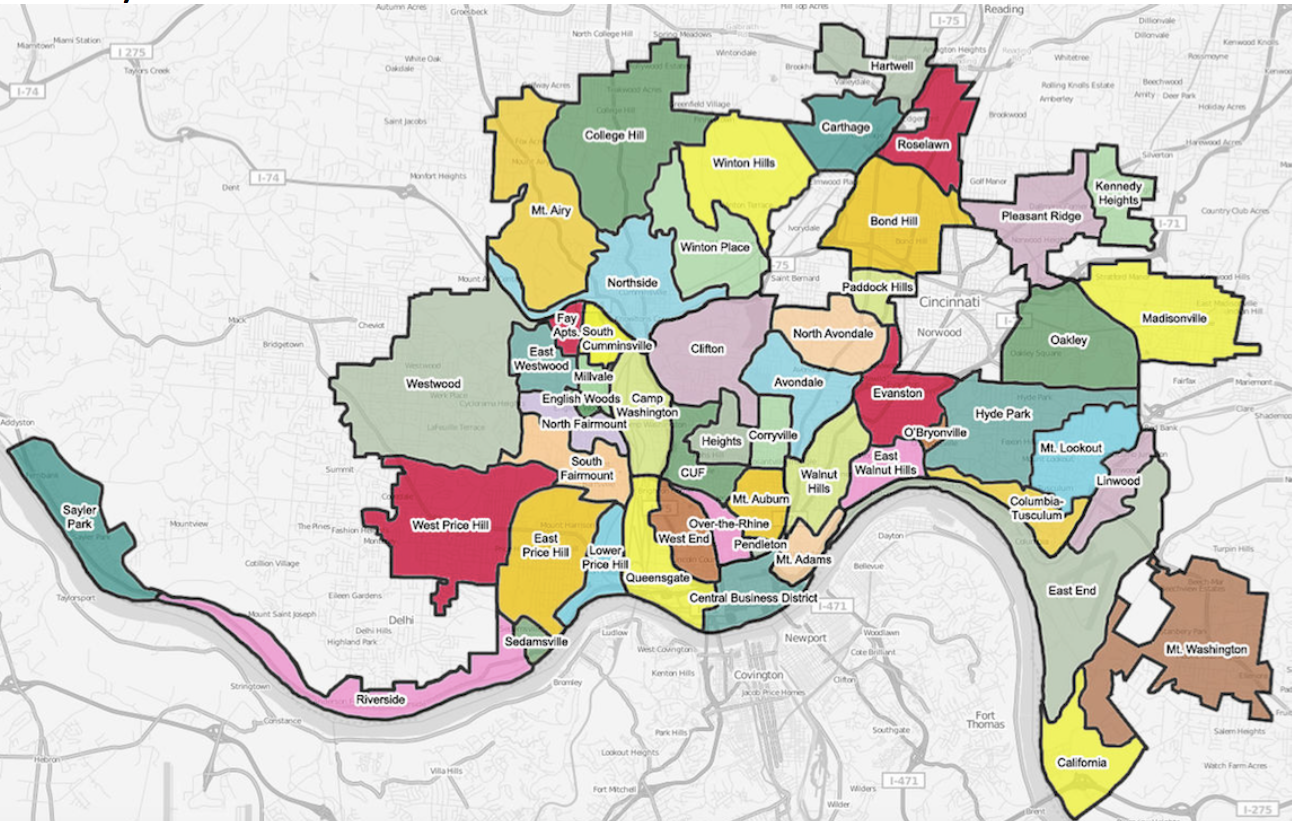 map of cincinnati communities