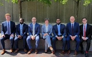 27th Annual D. J. Frank, Jr., MD Memorial Lectureship and Thesis Day L-R: Cameron Thomson MD, Richard Smith MD, Adam Schumaier MD, Kristy Weber MD, Jamal Fitts MD, Andrew Steffensmeier MD, and Bryan Menapace MD